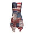 thumbnail image 4 of HELLHERO Patriotic Patchwork Print Asymmetric Hem Midi Dress for Party Holiday Party, Side Pockets Round Neck Ladies Irregular Hem Casual Dress, 4 of 8