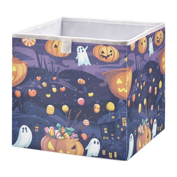 Foldable Fabric Storage Bin Home Cubes Clothing Organizer Bins Large Collapsible Box Basket for Home Organizer Halloween Theme
