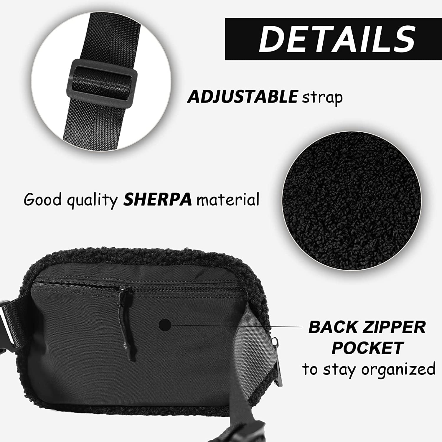 Sherpa Shearling Belt Bag, Rust