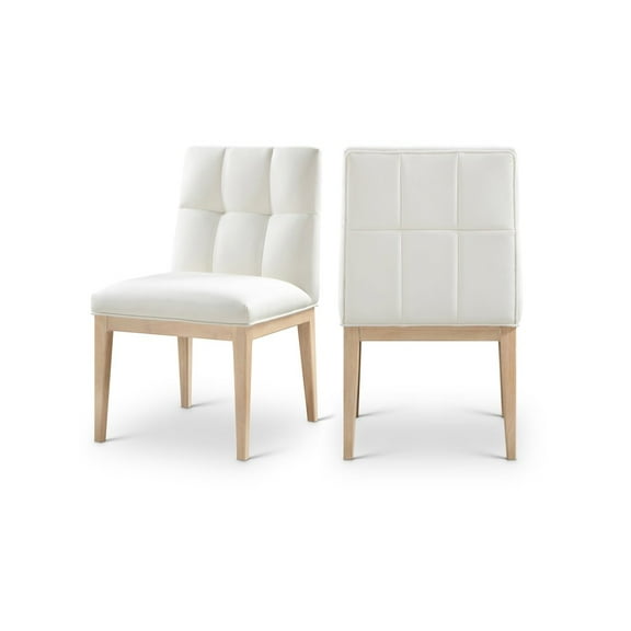 Meridian Furniture Adrian Cream Vegan Leather Dining Side Chair, Set of 2