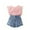 Pink, variant on Uxgjfwu Fashion Girls Outfits Casual Short Sleeve Shirts Shorts Jeans Sets Round Neck Tops Jeans Clothing Sets
