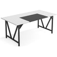 thumbnail image 7 of Tribesigns Dining Table, Modern Wood Dining Room Table, Large Rectangle Kitchen Table with Splice Board, Heavy-Duty Metal Dinner Table for 6-8 Peoples (Walnut/Black), 7 of 7