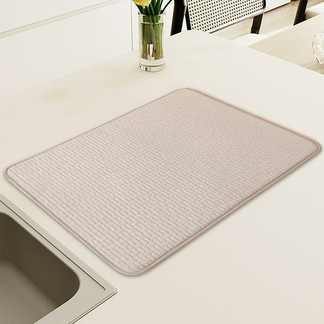 【Curated Selection】Dish Drying Mat 20 X 15 Inch Absorbent Microfiber Dishes Drainer Mats Large Size Dish Drying for Kitchen Counter Rack Countertops, Kitchen Drying Mat, Style C 38*50Cm, I