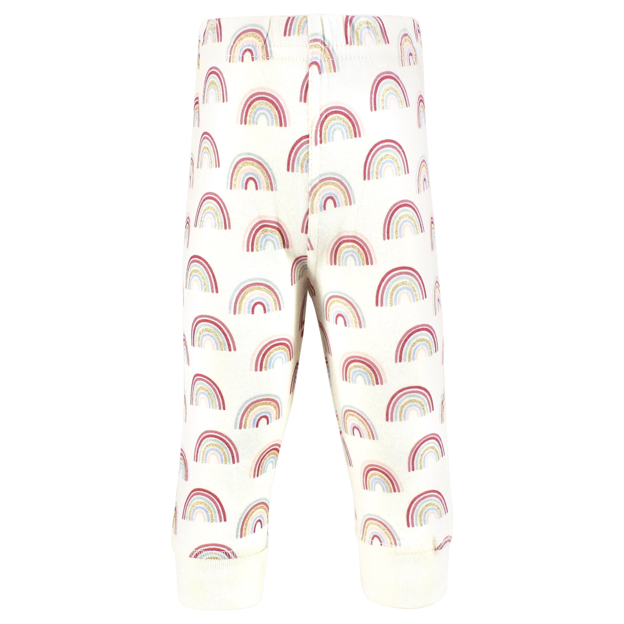 Hudson Baby Girls Cotton Pants and Leggings, Soft Rainbow, 3T