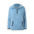 thumbnail image 4 of Women Sweaters Casual Solid Color Half Zip Long Sleeved Pullover Fall Outfits Clothes,Blue,L, 4 of 9