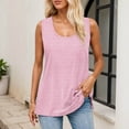 thumbnail image 2 of MIXUE Womens Summer Tops Solid Color Crew Neck Sleeveless Loose T Shirts Sportwear,Pink,XXL, 2 of 9