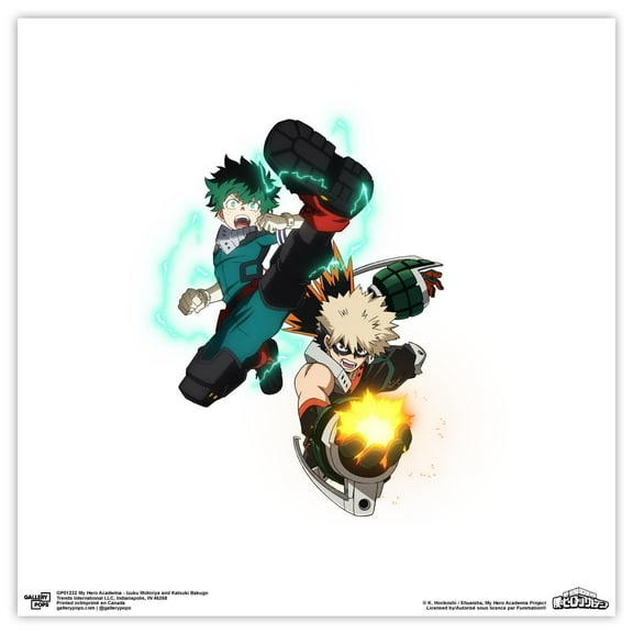 Gallery Pops My Hero Academia - Izuku Midoriya and Katsuki Bakugo Wall Art, Unframed Version, 12" x 12"