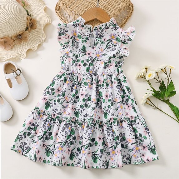Vedolay Long Dress Girl's Spaghetti Strap Button Down Midi Sleeveless Summer Casual Sundress A-line Dress with Pockets,White 4-5 Years