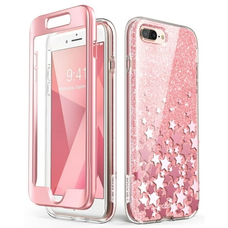 iPhone 8 Plus Case,iPhone 7 Plus Case, [Built-in Screen Protector] i-Blason [Cosmo] Glitter Clear Bumper Case for iPhone 8 Plus & iPhone 7 Plus (Best Iphone 4 Cases With Screen Protector)