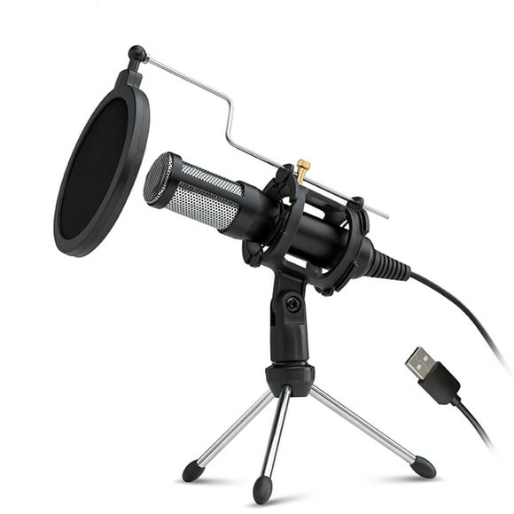 Amdohai Professional Condenser Microphone USB Plug and Play Home Studio Podcast Vocal Recording Microphones with Mini MIC Stand Dual-layer Acousticfilter for Phone Laptop PC Tablet