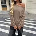 thumbnail image 5 of Womens Off The Shoulder Tops Oversized Tshirts Long Sleeve 2026 Casual Basic Tees, 5 of 5