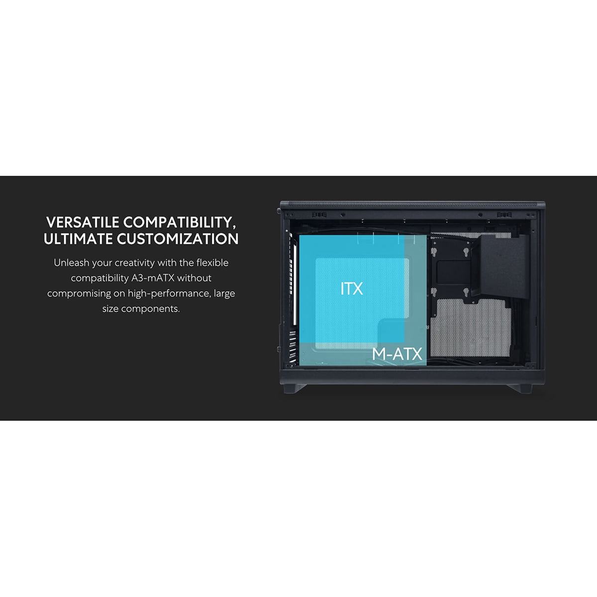 Lian Li A3-mATX PC Case - Wood Edition - Micro ATX Case - Supports 360mm AIO Cooler & 415mm GPU - Wood Front Panel - No Fans Included - Black (A3X-WD)