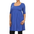 thumbnail image 3 of Women's Plus Size 3/4 Sleeves Babydoll Solid Tunic Top Dress, 3 of 5