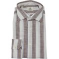 thumbnail image 1 of Borrelli Chemise Homme Blanche avec Rayures Bleues et Brunes en Lin - m, 1 of 1