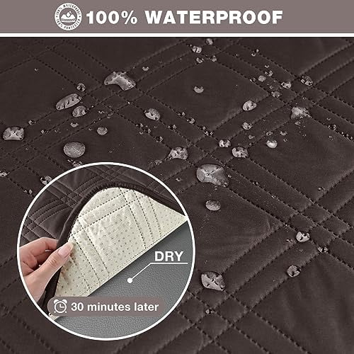 Waterproof Oversized Recliner Loveseat Cover, Non-Slip Split Design with Elastic Straps for Reclining Sofa, Protector for Furniture, Kids, and Pets (Chocolate, 2-Seater)