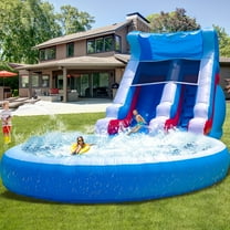 Relunch  24ft(L) Commercial Water Slide for Kids with Splash Pool ,100% PVC Inflatable Adult Water Slides with Blower, Giant Inflatable Water Park for Backyard Outdoor 24x13x12ft