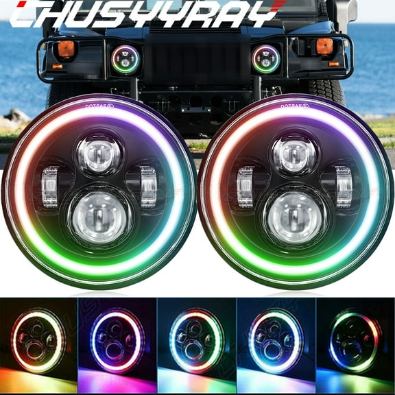 Fit for Jeep Wrangler JK LJ TJ CJ 97-17 Patriot 7" LED Headlight DRL Projector Light 2Pcs