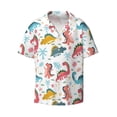 thumbnail image 4 of Uemuo Dinosaur Pattern Cotton Linen Short Sleeve Shirts,Casual Lightweight Button Down Shirts,Vacation Beach Summer Tops-XX-Large, 4 of 7