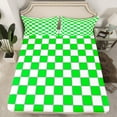 thumbnail image 2 of jejeloiu Modern Geometric Geometric Bed Sheets,Minimalist Buffalo Checkered King Sheets,White Green Checkered Sheet Set For Teens,Luxury Bedroom Decor,4-Piece, 2 of 7