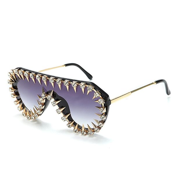 Type C Black Gafas de sol Y2k Gafas de sol con pedrería Gafas de sol para fotos de boda Gafas de fiesta