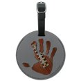 thumbnail image 1 of Hand Print Football Get a Grip Round Leather Luggage Card Suitcase Carry-On ID Tag, 1 of 8