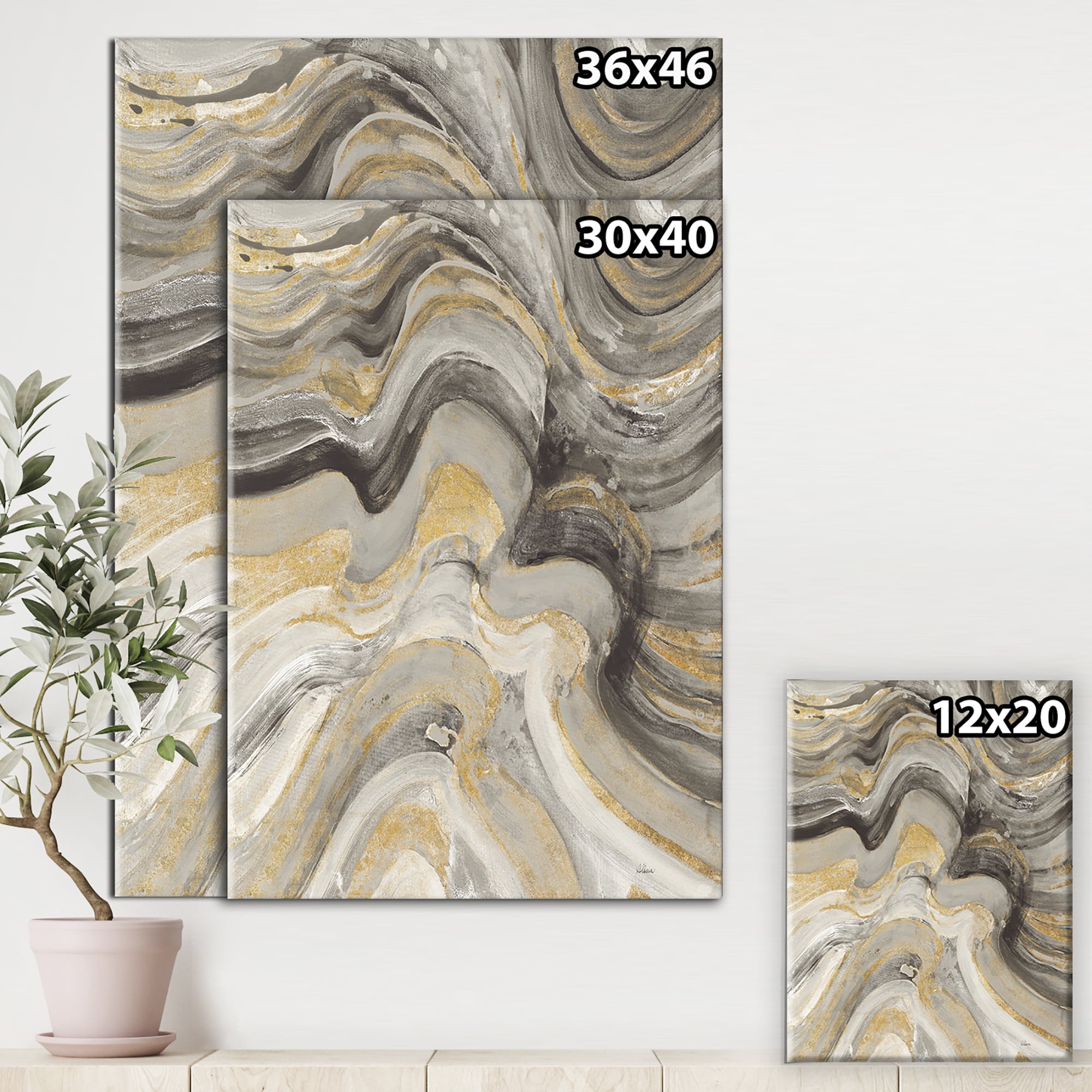 Designart 'Glam Gold Canion' Modern & Transitional Canvas Art