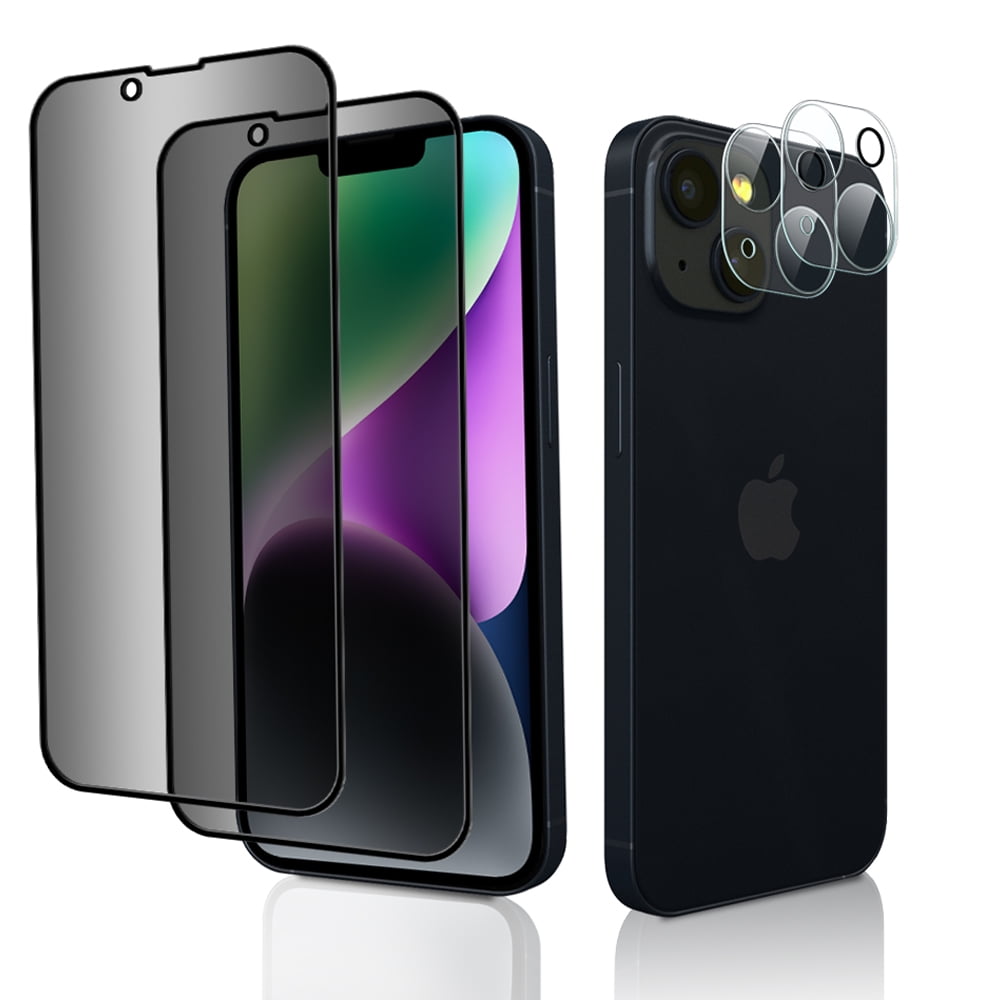 KONEE Privacy Screen Protector + Camera Lens Protector Compatible with iPhone 14 Plus, Anti