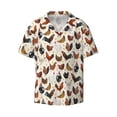 thumbnail image 2 of Lsque Funny Chicken print Men's Cuban Collar Short Sleeve Shirt Summer Beachwear Casual Button Down Fashionable Vacation Leisure Shirt-Small, 2 of 7