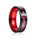 thumbnail image 1 of Anillo de boda de acero inoxidable con borde biselado y ranura roja de 8 mm para hombre, con incrustaciones de circonita y dragón celta, de fibra de carbono roja, talla 11, rojo, 1 of 5