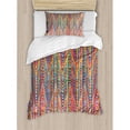 thumbnail image 3 of Abstract Queen Size Duvet Cover Set, Colorful Zigzag Pattern with Mixed Contrast Messy Tone Lines Modern Stripes Image, Decorative 3 Piece Bedding Set with 2 Pillow Shams, Multicolor, by Ambesonne, 3 of 3