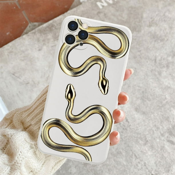 Lujosa funda dorada de serpiente para iPhone, carcasa de dragón para iPhone 14, 13, 12, 11 Pro Max, Mini, X, XR, XS Max, SE, 7, 8 Plus, 13 Fivean unisex