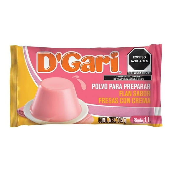 Polvo para preparar flan D' Gari sabor fresas con crema 115 g