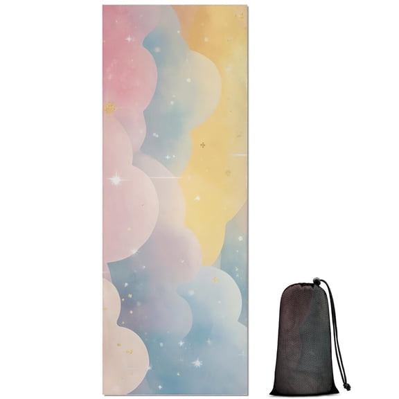 Pastel Cloud Starry Sky Hot Yoga Mat Towel Non Slip for Hot Yoga - Quick-Drying Yoga Mat Cover with 4 Corner Pockets with Travel Bag - Hot Yoga Towel Non Slip Grip Moisture Wicking Sweat 70"x26"