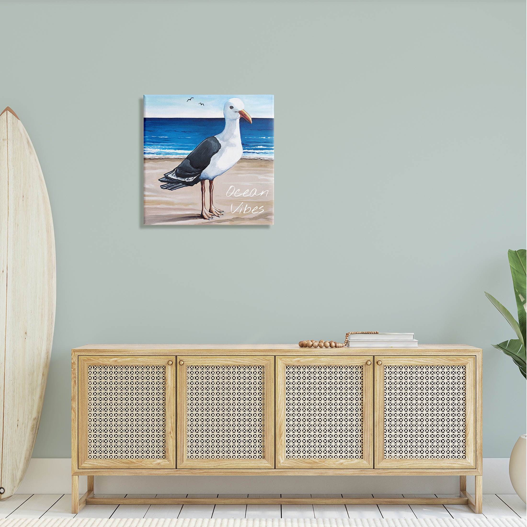 Stupell Industries Ocean Vibes Coastal Seagull Beach Graphic Art Gallery Wrapped Canvas Print Wall Art, Design by Elizabeth Tyndall