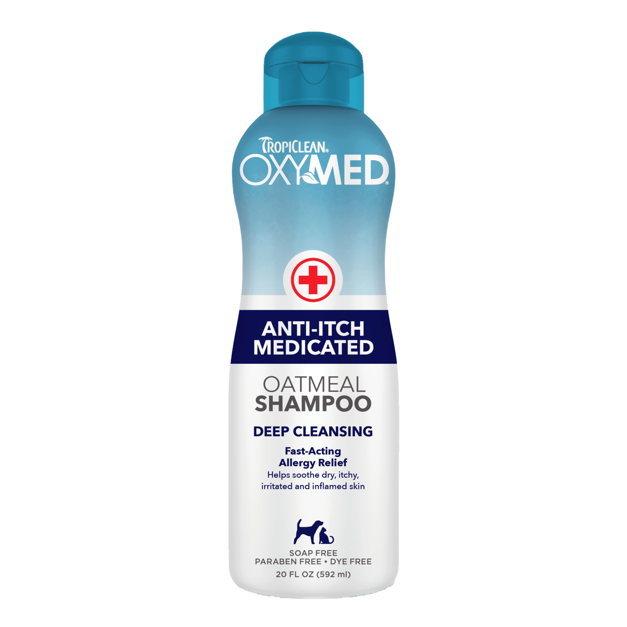 TropiClean OxyMed Medicated Anti Itch Shampoo for Pets, 20oz - Oatmeal Medicated Dog Shampoo