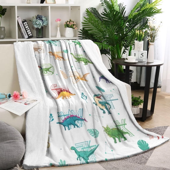 Alphabet Dinosaur Names Chart Pattern Blanket,Comfortable Soft Flannel Throw Blanket,All Season,Warm Lightweight Blankets for Sofa Bed Couch Living Room Chair,60"x80"