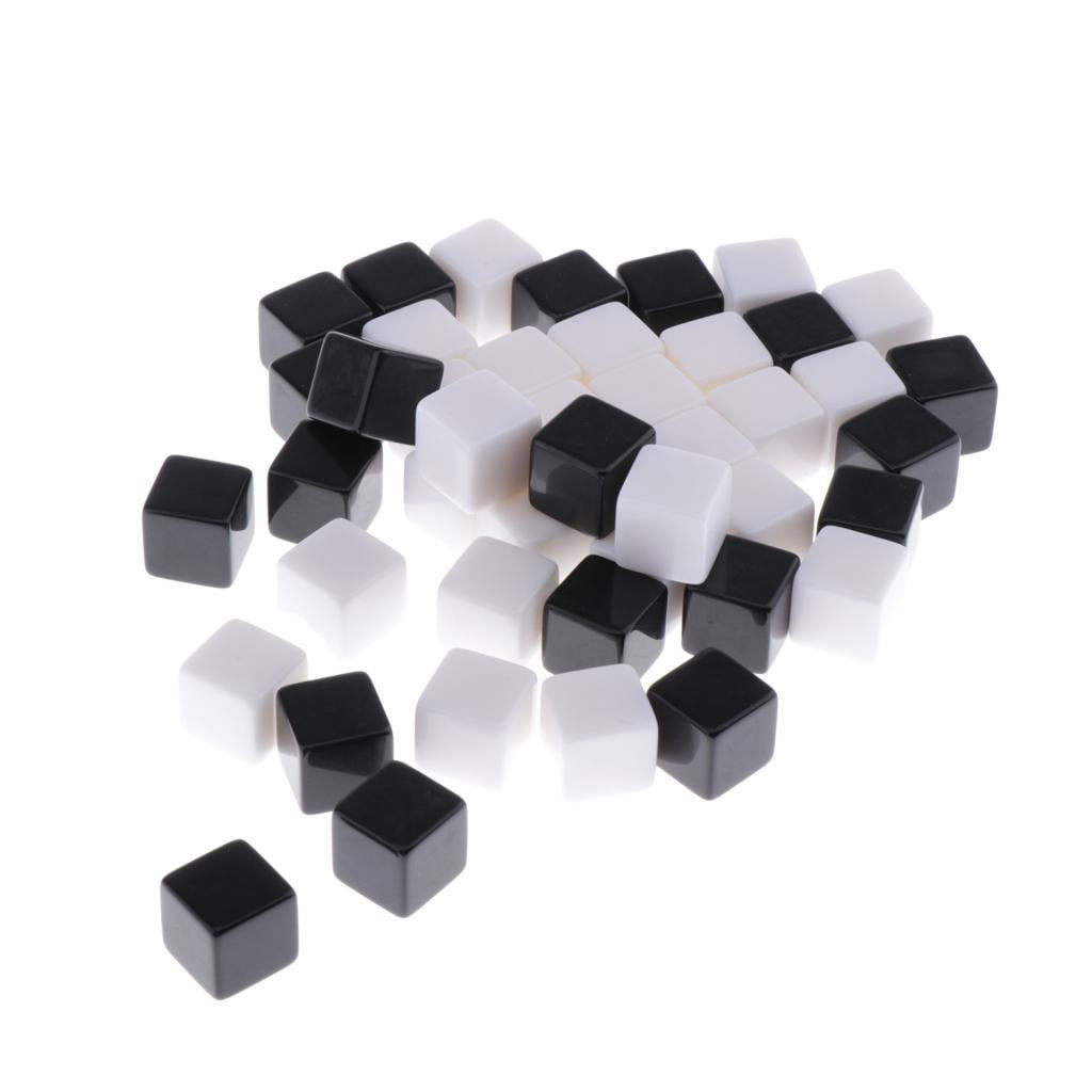 LeeQinersw 100 Pack Plastic White Black Blank 6 Sided Dice 16mm for RPG Math Teaching
