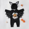 thumbnail image 2 of IBTOM CASTLE Newborn Baby Bat Costume Halloween Cosplay Cloak Romper with Wings Ears Hoodie My First Halloween Outfit for Boy Girl 0-6 Months Black Pumpkin, 2 of 7