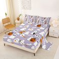 thumbnail image 2 of Homewish Pastel Halloween Ghost Bed Sheets,Pumpkin Bat Banner Pattern Full Size Sheets,4 Pieces,1 Flat Sheet,1 Fitted Sheet and 2 Pillowcases, 2 of 6