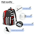 thumbnail image 3 of Wukai Firefighters USA Flag Durable Canvas Laptop Backpack,Adjustable Shoulder Straps,Water-Resistant,Large Capacity,Stylish Design, Fits 15-17in Laptops,Unisex for School,Office,Travel-Small, 3 of 5