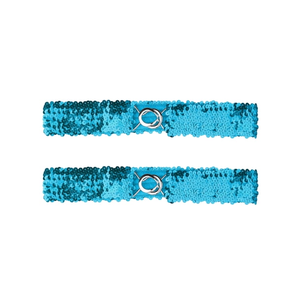 Cinturones elásticos delgados para mujeres INSPIRE CHIC con decoración de lentejuelas, cinturones elásticos para vestidos, 2 piezas, azul claro