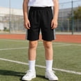 thumbnail image 2 of HCNTES Boys Athletic Shorts with Pockets Active Basketball Shorts Quick Dry Active Lightweight Elastic Waist (Black,6-7 Y), 2 of 7
