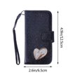 thumbnail image 2 of Fashionable Mobile Phone Case Bling Diamond PU Wallet For Anniversary Day Present Compatible With iPhone 5/5S/SE In Black 1Pcs, 2 of 3