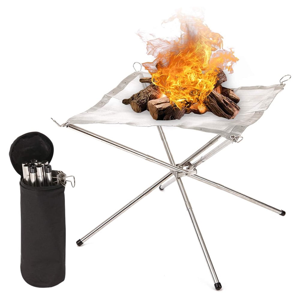Outdoor Camping Patio Folding Portable Fire Pit Mesh Fire Pit Bonfire Stand 
