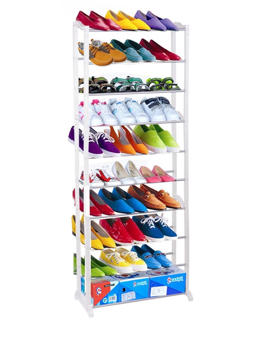 plastic cover for shoe rack on Up To 30 Pair Shoe Rack 10 Tier Shoes Rack Stand Space Saving Shoes Storage Organizer White Walmart Com Walmart Com