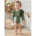 thumbnail image 4 of Miaouyo 0-24 Months Infant Baby Girl Fall Romper Dress Crew Neck Long Sleeve Tutu Bodysuit with Bow Headband, 4 of 9