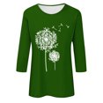 thumbnail image 4 of Plebaso Chemises à Manches 3/4 pour Femmes, Col Rond Décontracté, Hauts Imprimés, Coupe Ample, Blouses Printemps Été 2025 pour Femmes, 4 of 4