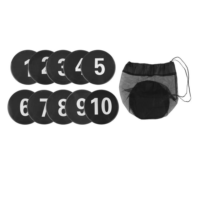 10 marcadores numerados para suelo, tapetes de entrenamiento de velocidad y agilidad para gimnasios. Negro