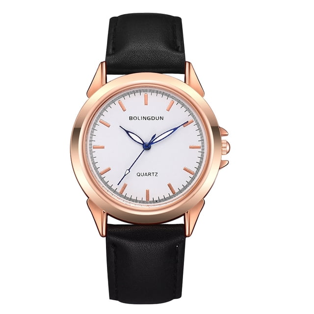 Reloj de pulsera de cuarzo para hombre, de oro rosa y blanco, con esfera redonda y puntero azul