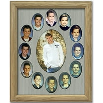 Northland School Years Picture Frame K-12 | Classic Oval Collage | School Days Graduation Frame | Affordable | Holds Twelve 2" x 3" Photos and 5" x 7" K to 12 Photo | Unfinished Frame Light Gray Mat